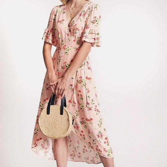 Floral Wrap Dress with Ruffle Sleeve - Picture 2 of 5